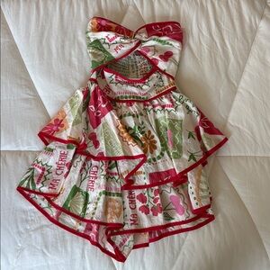 Altar'd State Strapless Red and Green Mini Romper Dress NEW